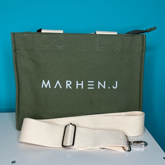 MARHEN. J Rico Canvas Tote Green Crossbody Sipper Close Bag Purse - Picture 10 of 12